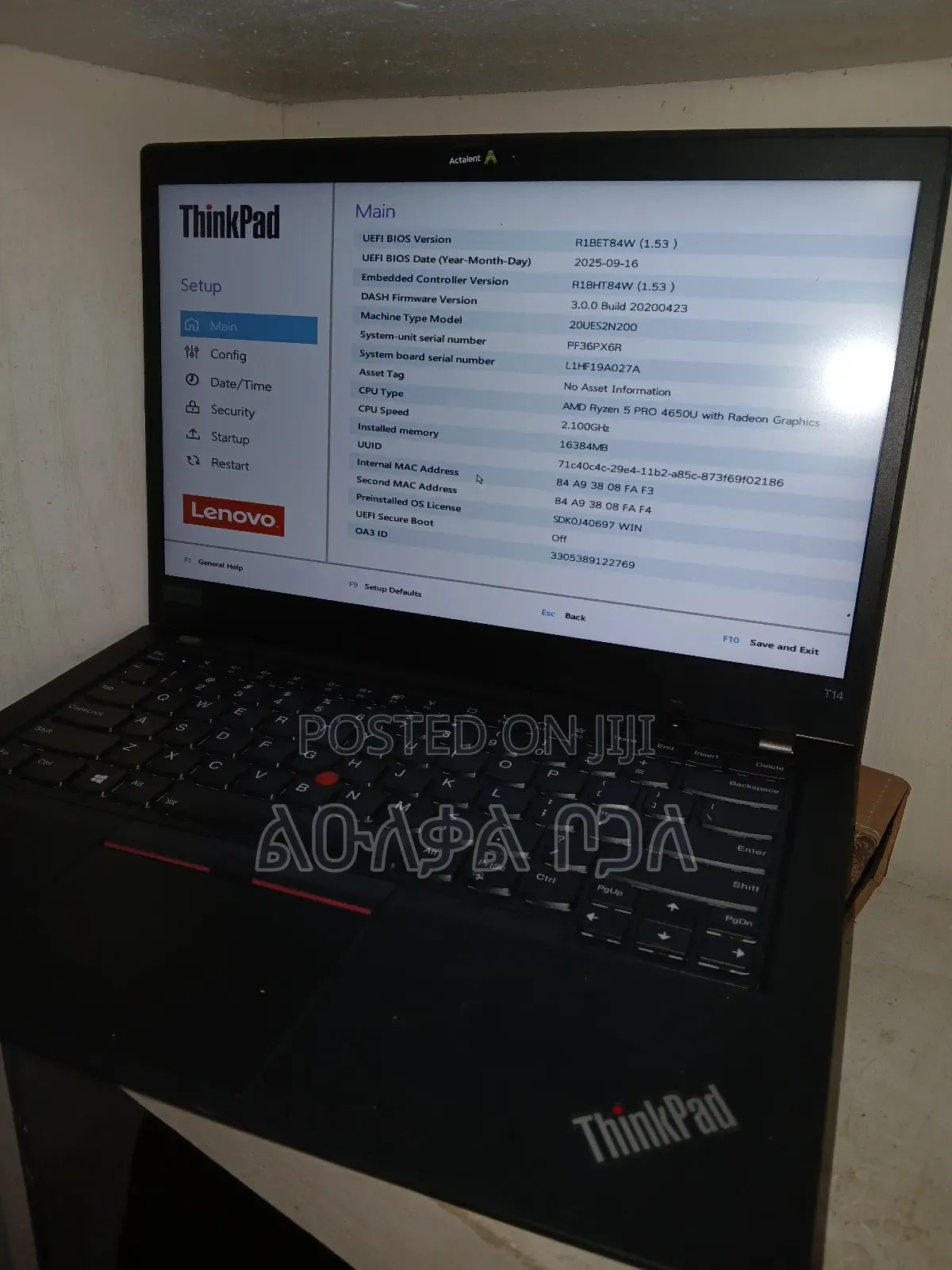 New Laptop Lenovo ThinkPad T14 G1 16GB AMD Ryzen 5 SSD 256GB