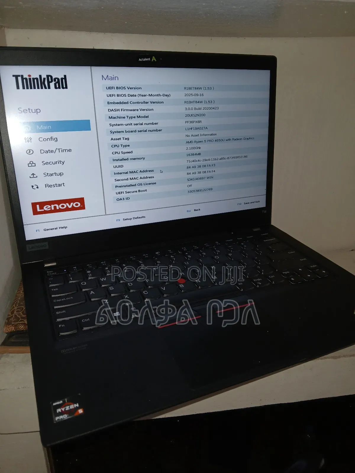 New Laptop Lenovo ThinkPad T14 G1 16GB AMD Ryzen 5 SSD 256GB