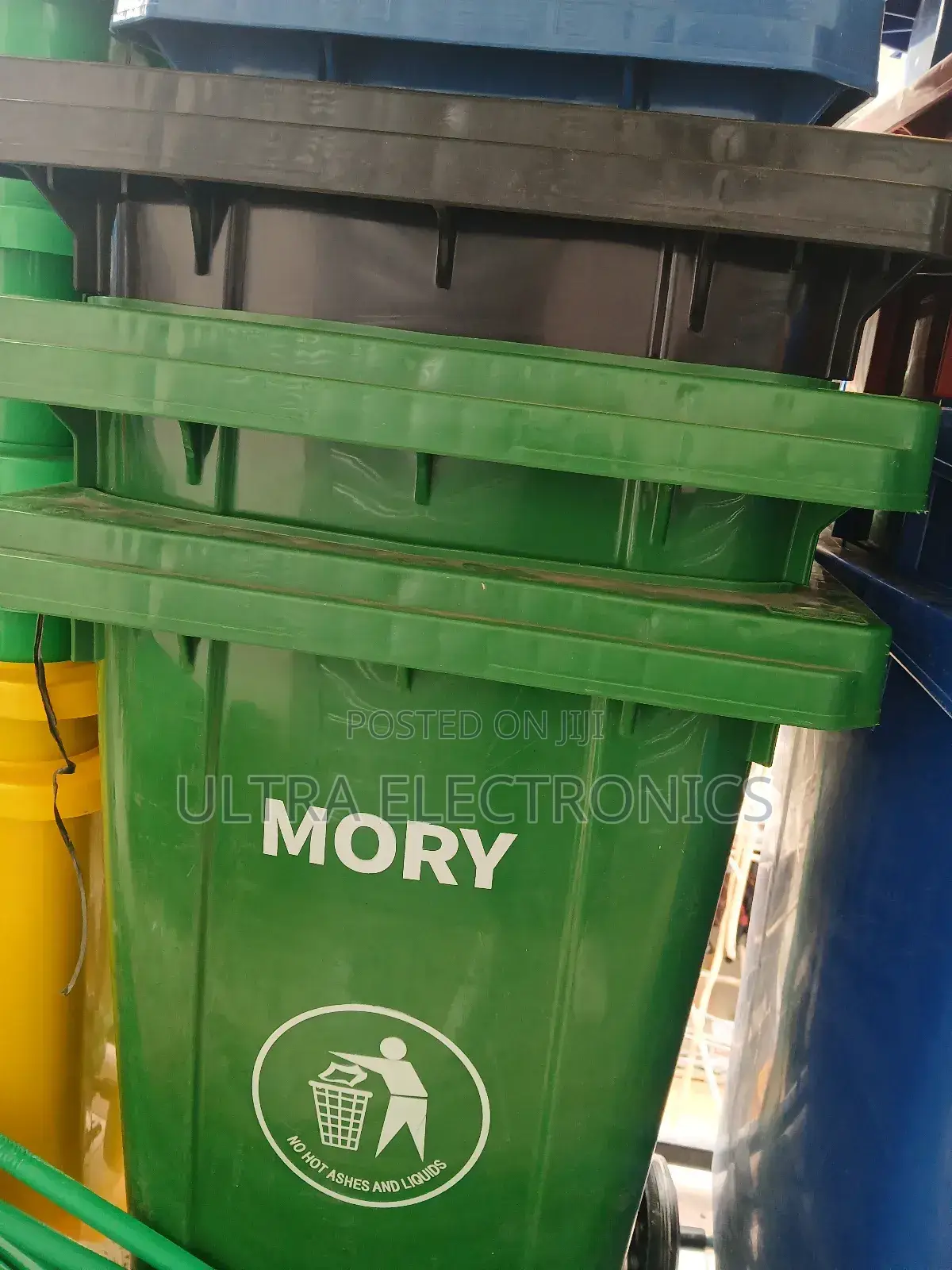 Garbage 240l Mory Brand Green Plastic Wheelie Bin,
