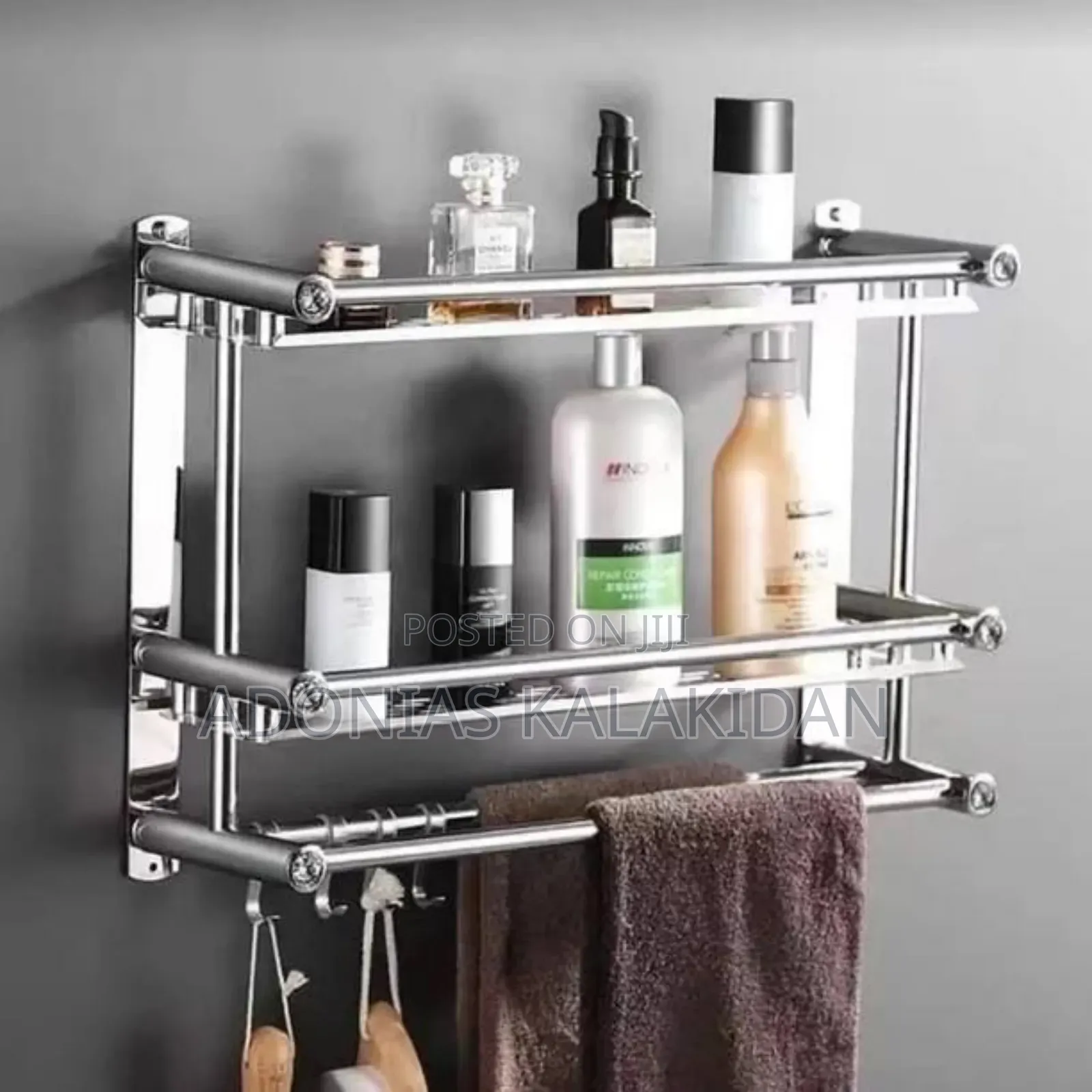 Stainless Steel Wall Mounted Bathroom Rack – Two Tier