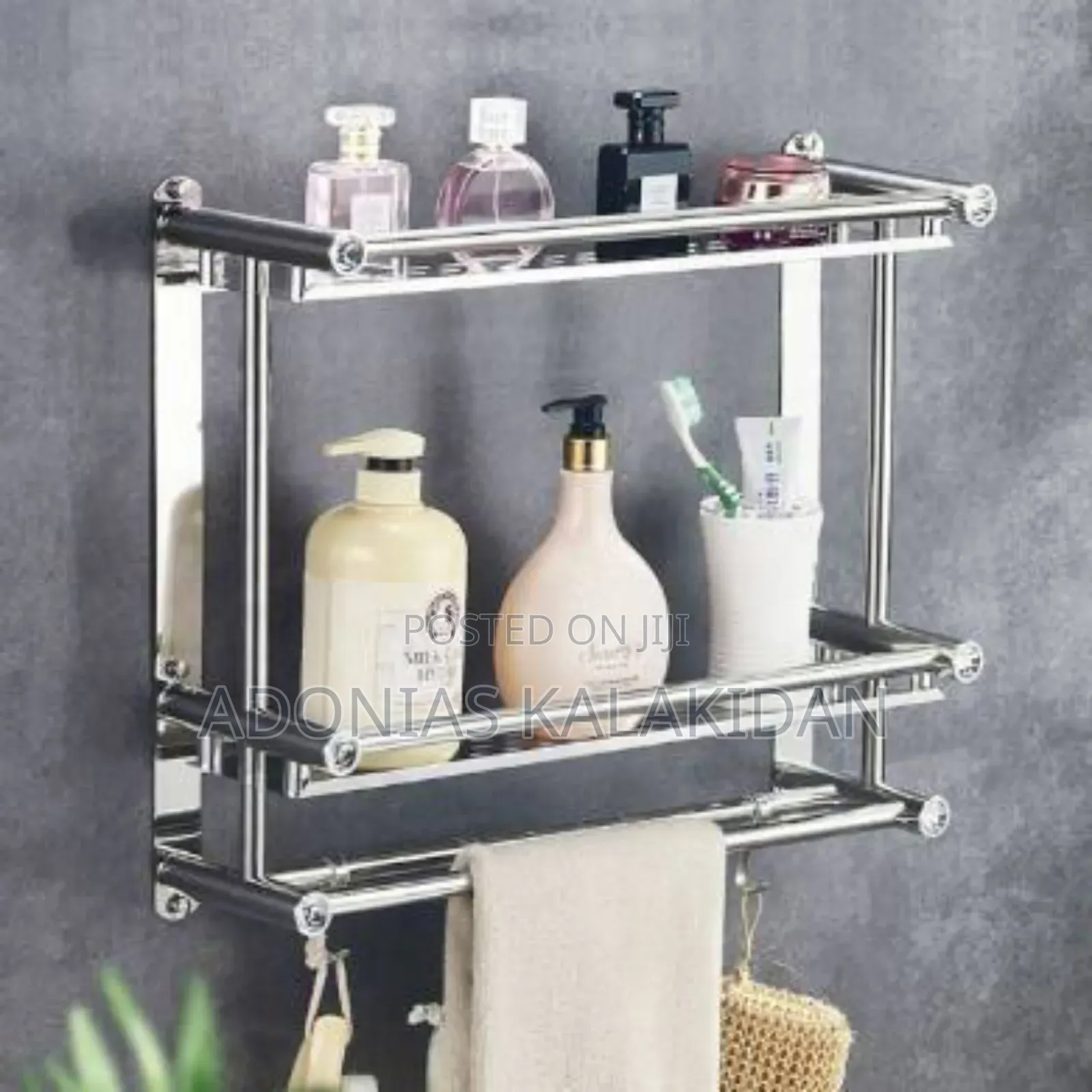 Stainless Steel Wall Mounted Bathroom Rack – Two Tier