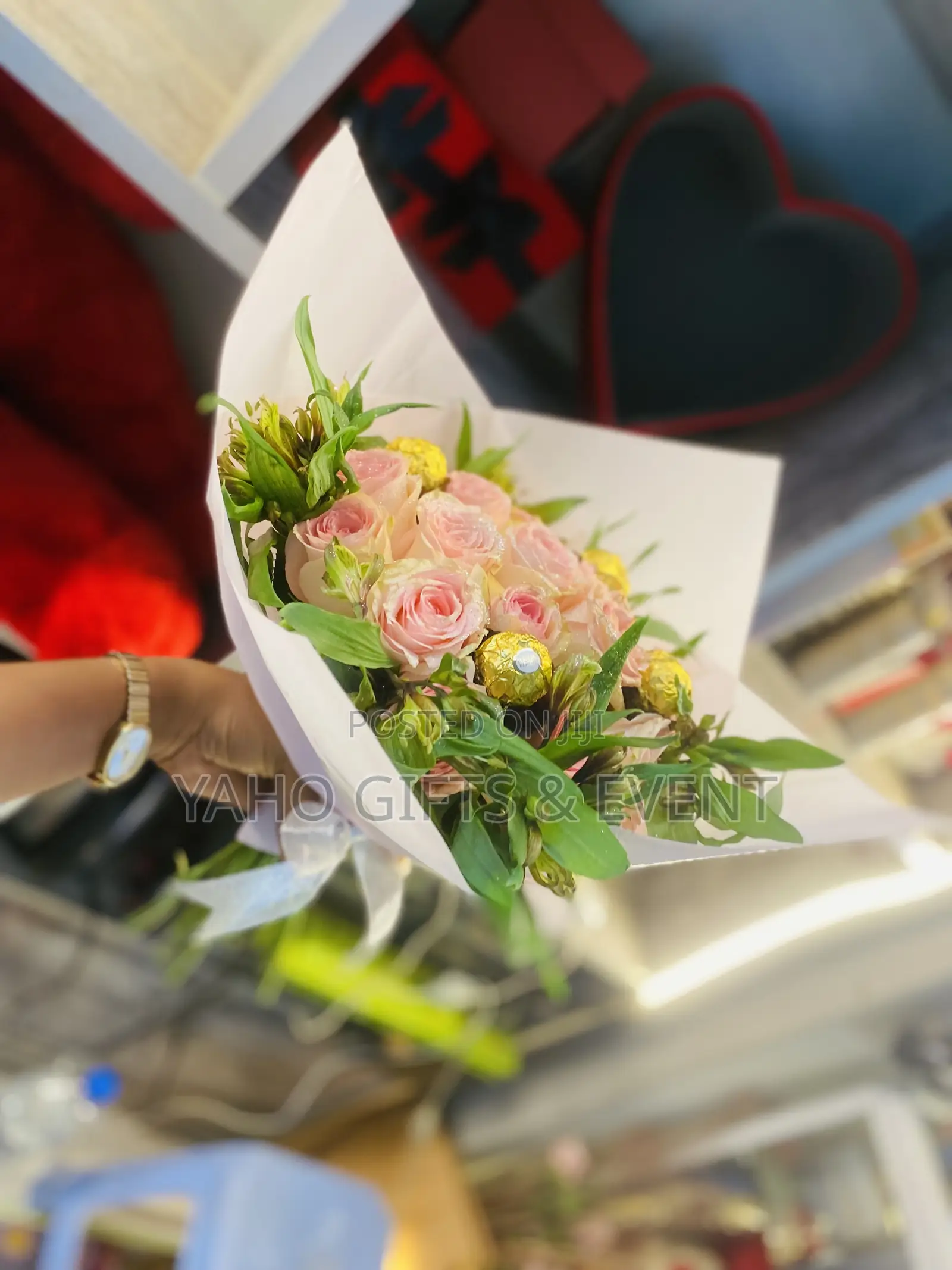 Flower Bouquet and Chocolate