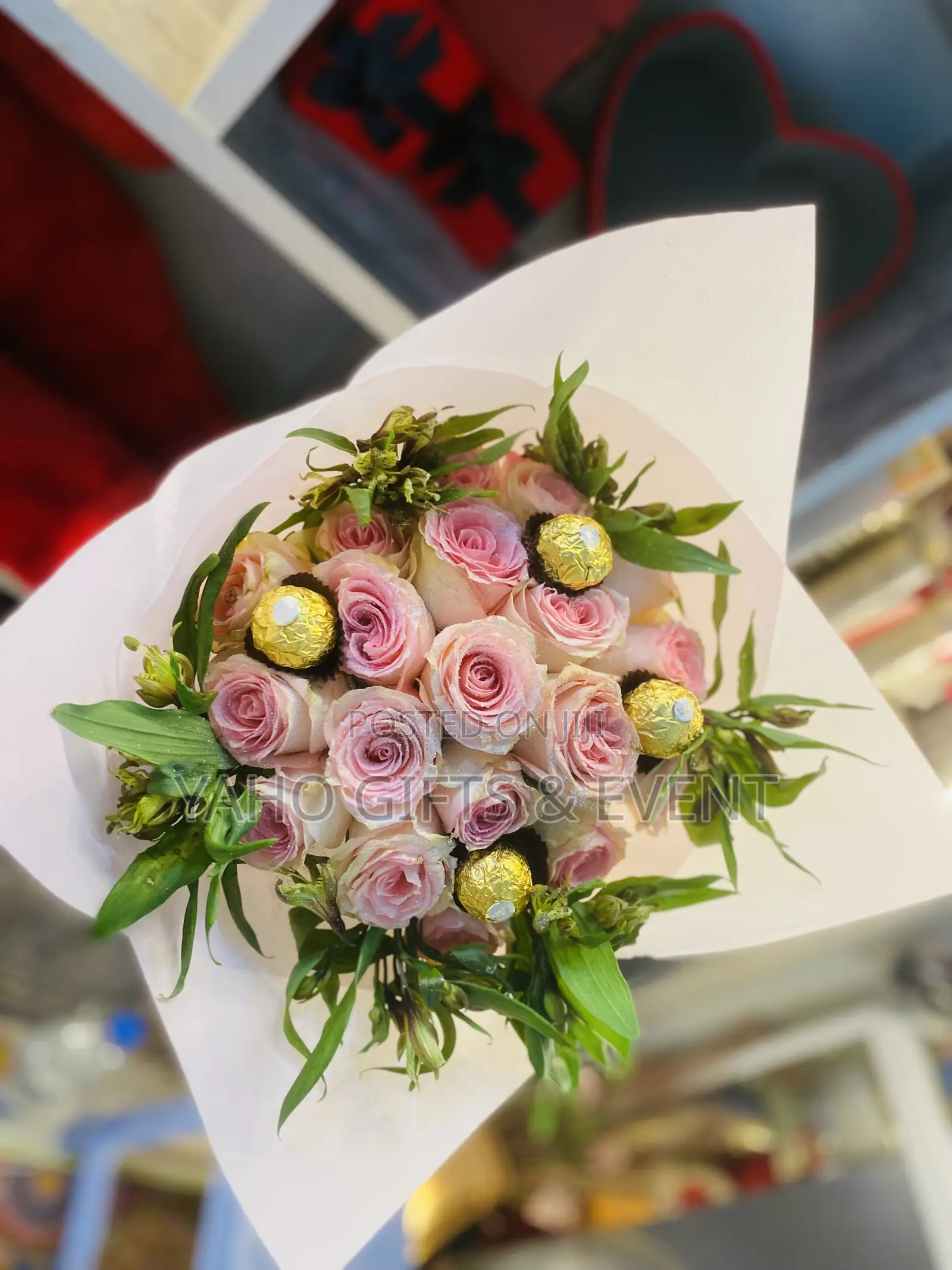 Flower Bouquet and Chocolate