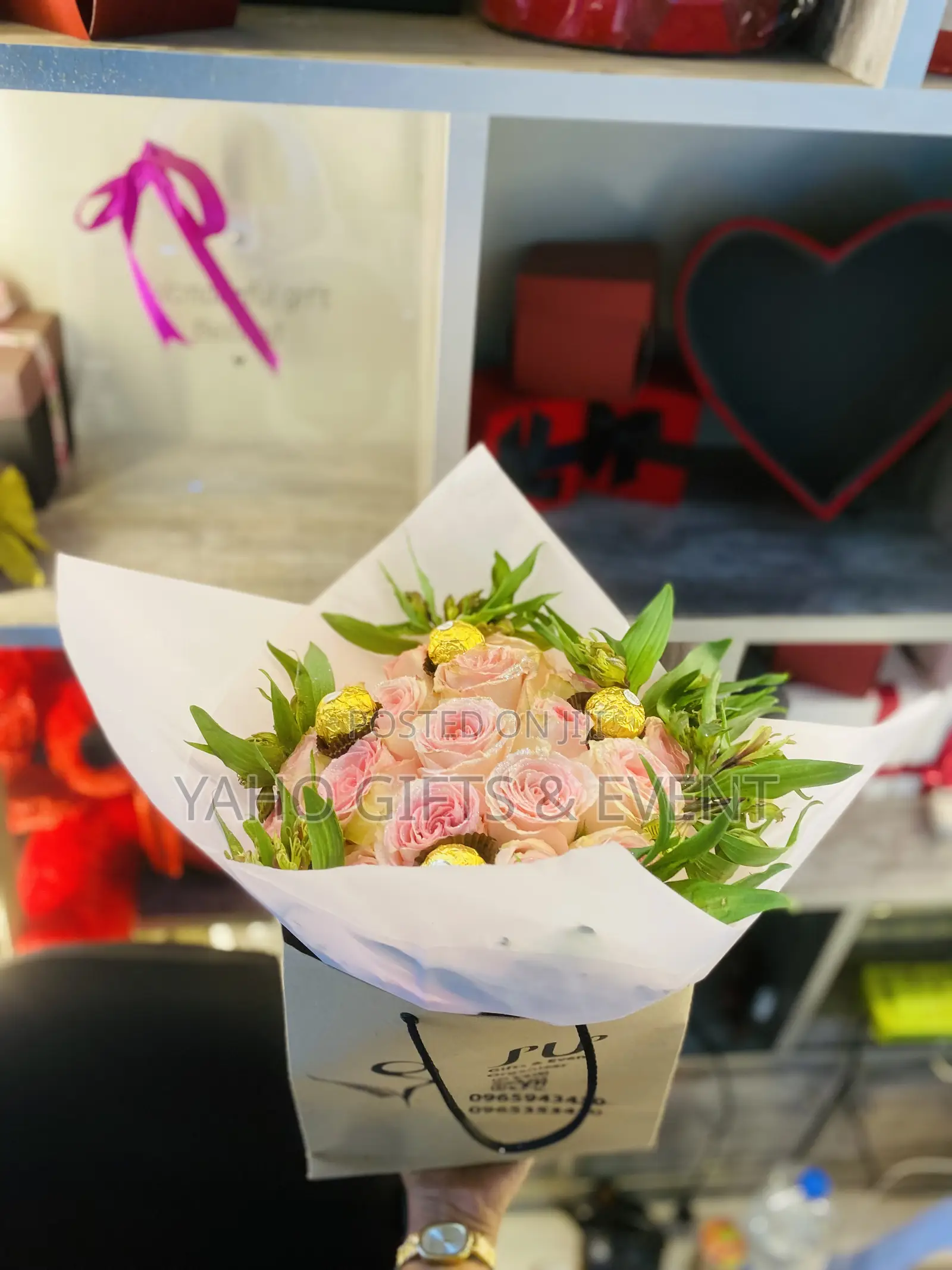 Flower Bouquet and Chocolate