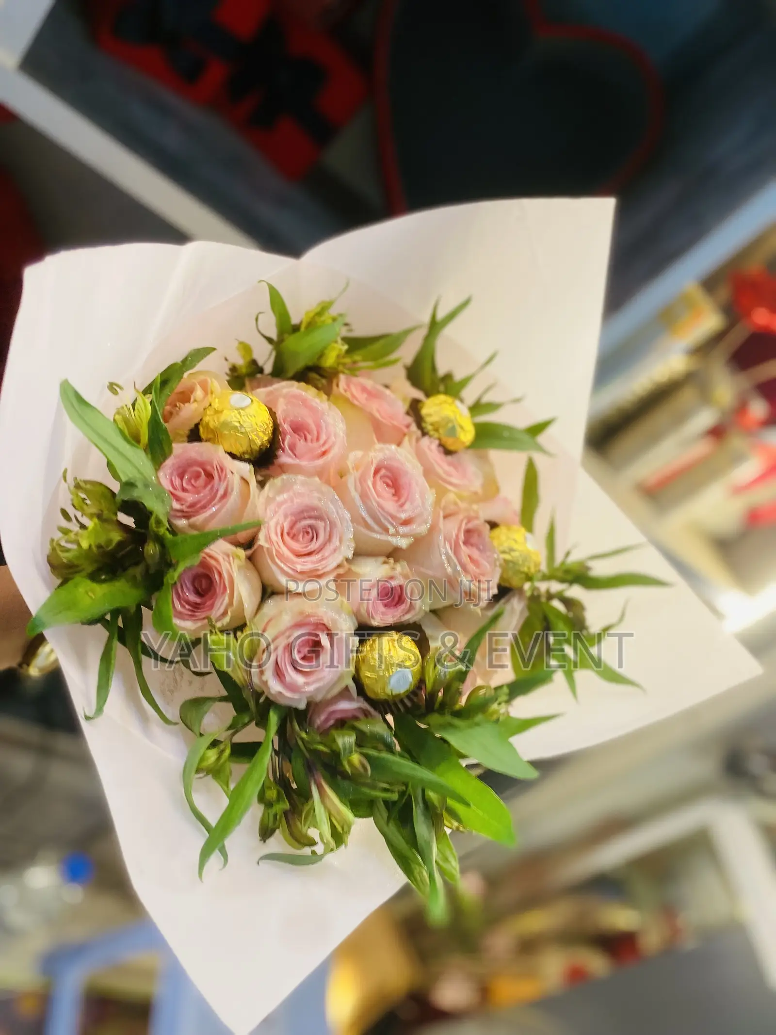 Flower Bouquet and Chocolate
