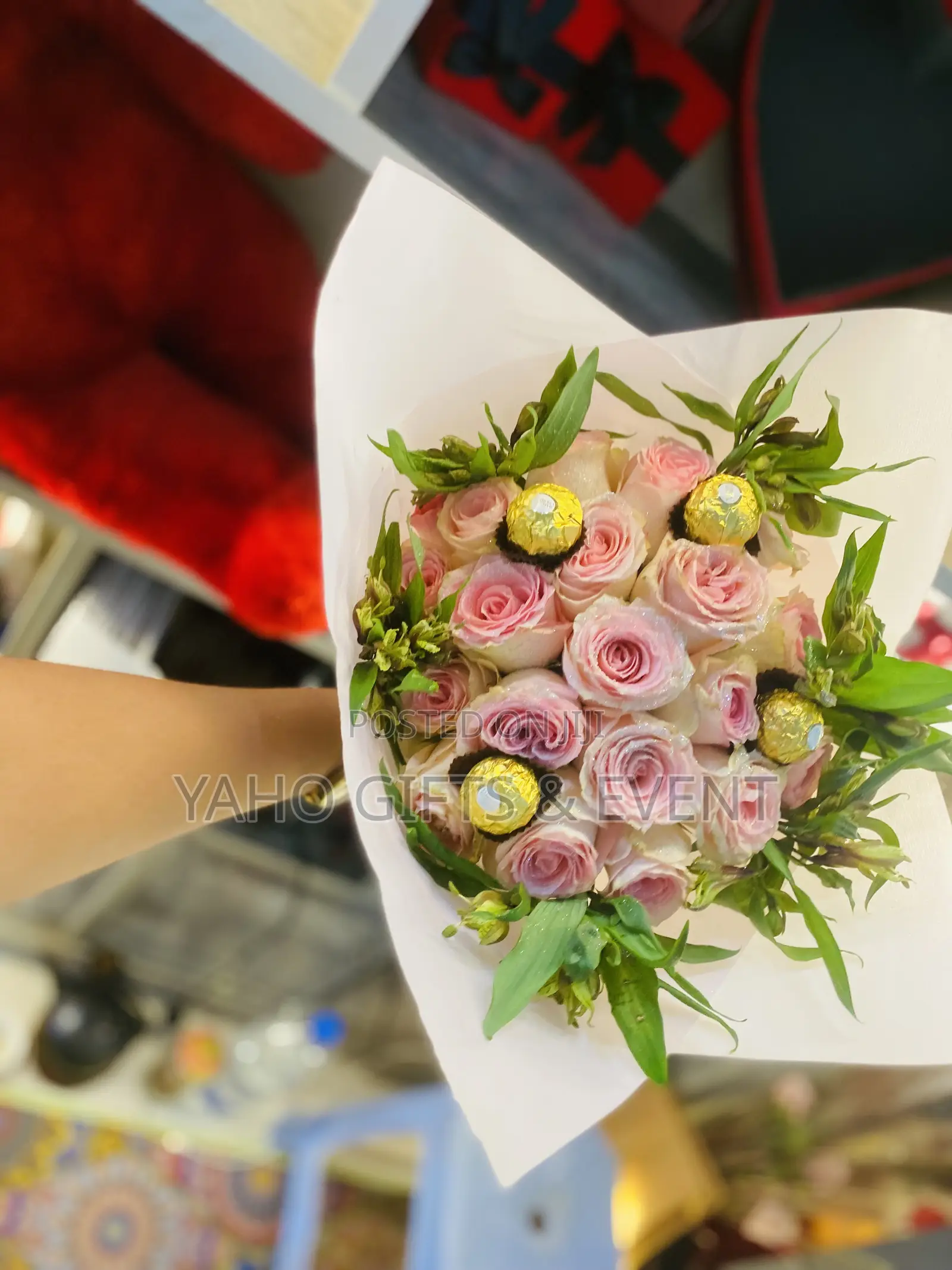 Flower Bouquet and Chocolate