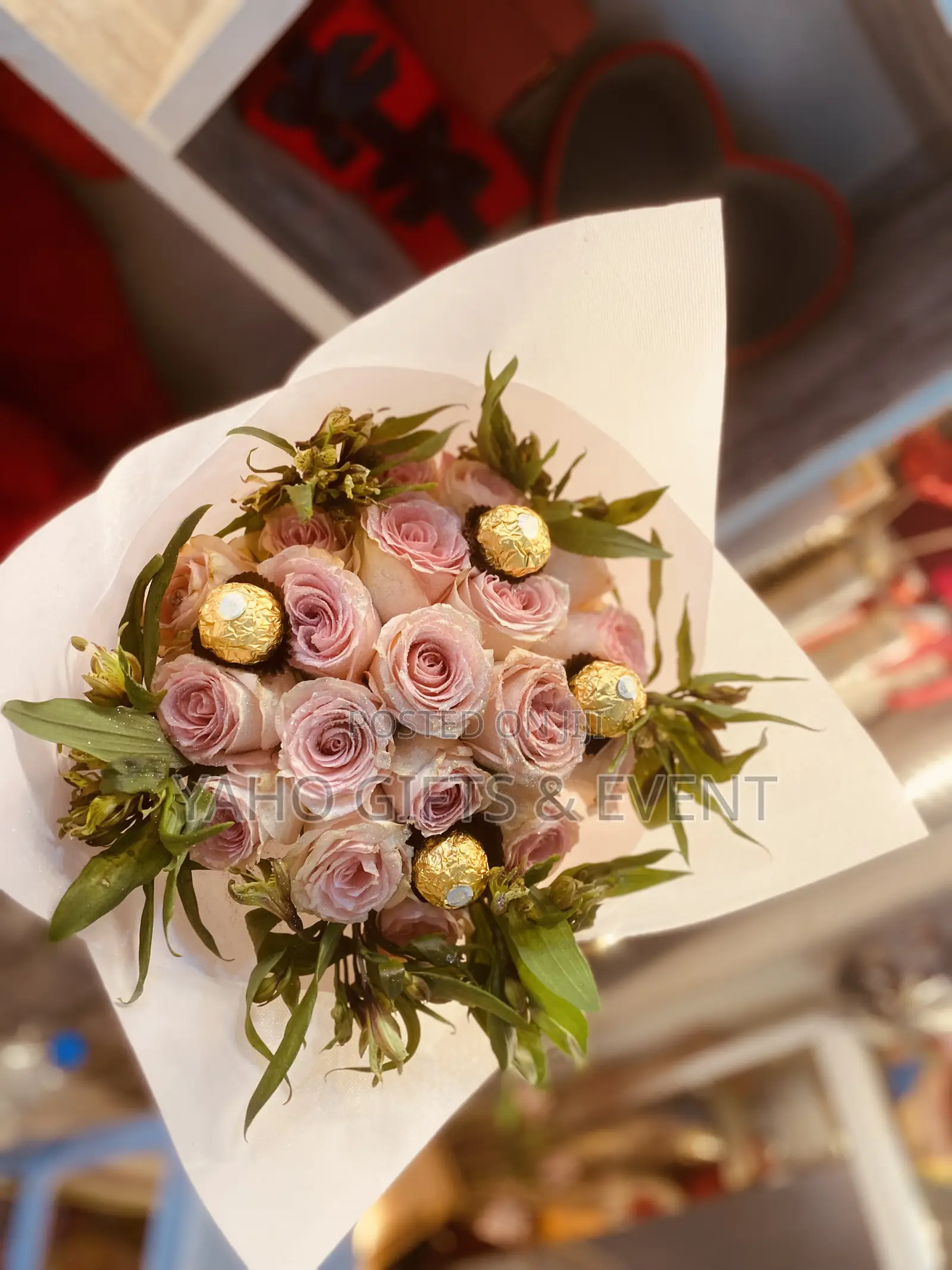 Flower Bouquet and Chocolate