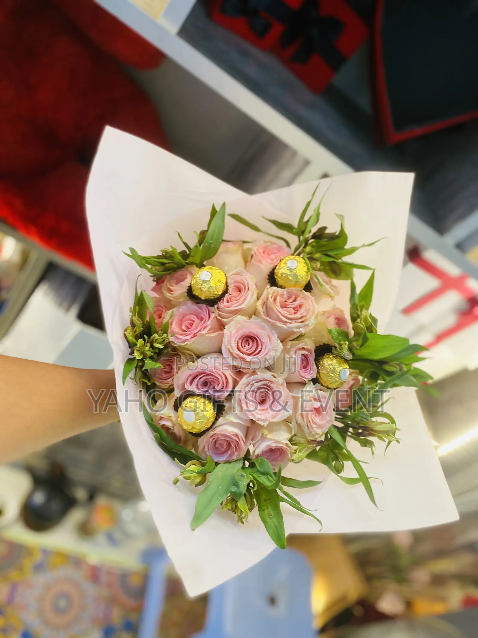 Flower Bouquet and Chocolate