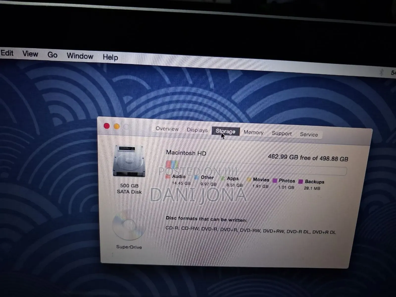 Laptop Apple MacBook Pro 4GB Intel Core 2 Duo HDD 500GB