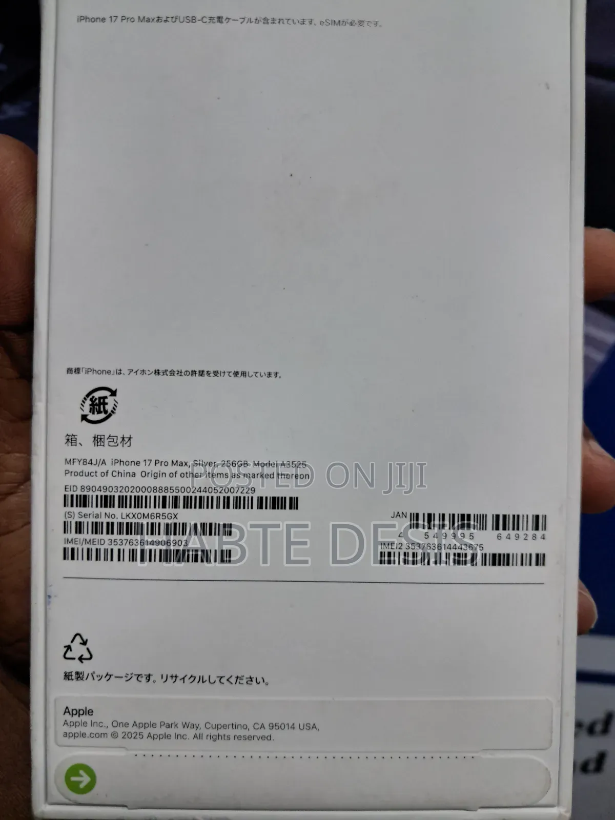 New Apple iPhone 17 Pro Max 256 GB White