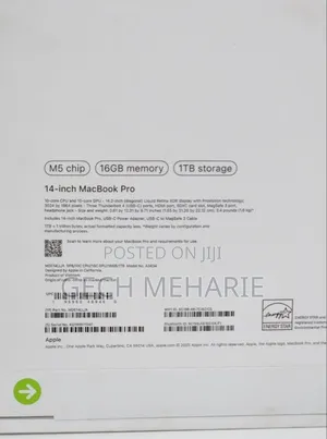 New Laptop Apple MacBook Pro 2025 M5 14-inch 16GB Apple M5 Pro SSD 1T