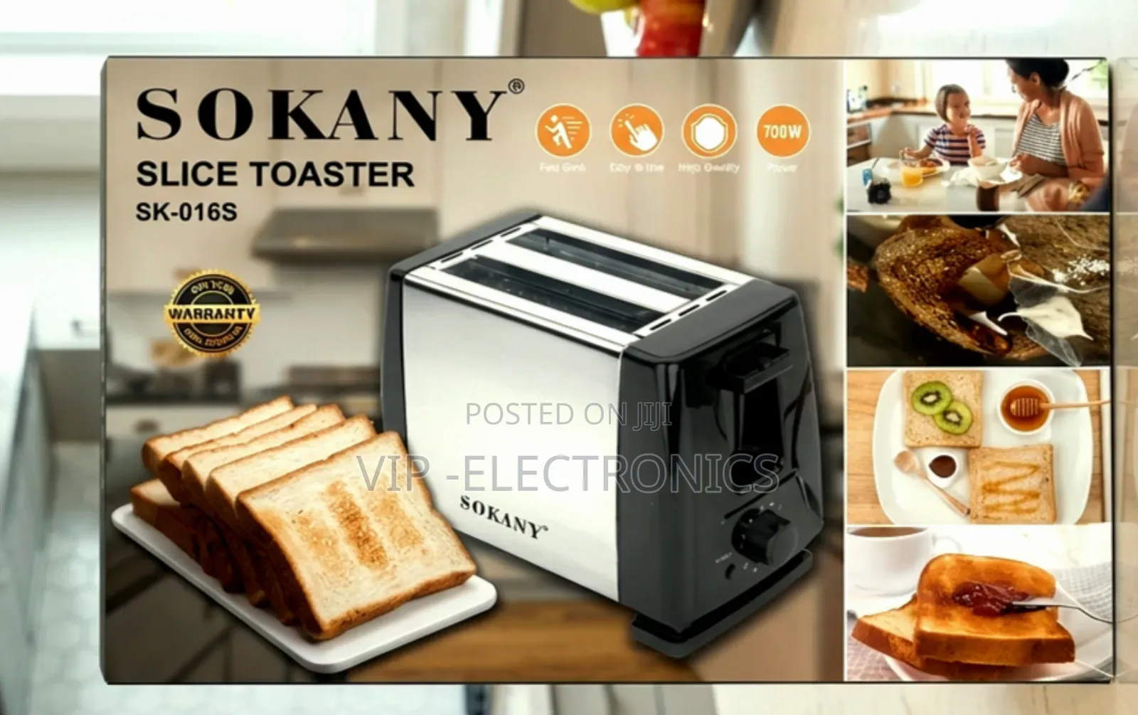 Sokany Toaster | 700w Stainless Steel