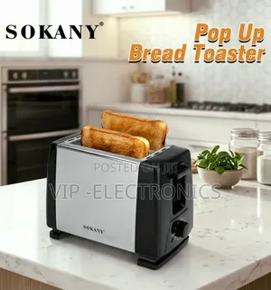 Sokany 2-Slice Stainless Steel Pop-Up Bread Toaster