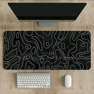 Black White Terrain Themed Mouse Pad - 80 X 30 X 0.2cm Desk Mat