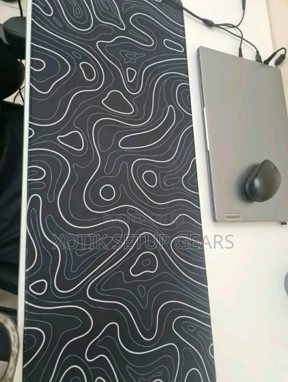 Black White Terrain Themed Mouse Pad - 80 X 30 X 0.2cm Desk Mat