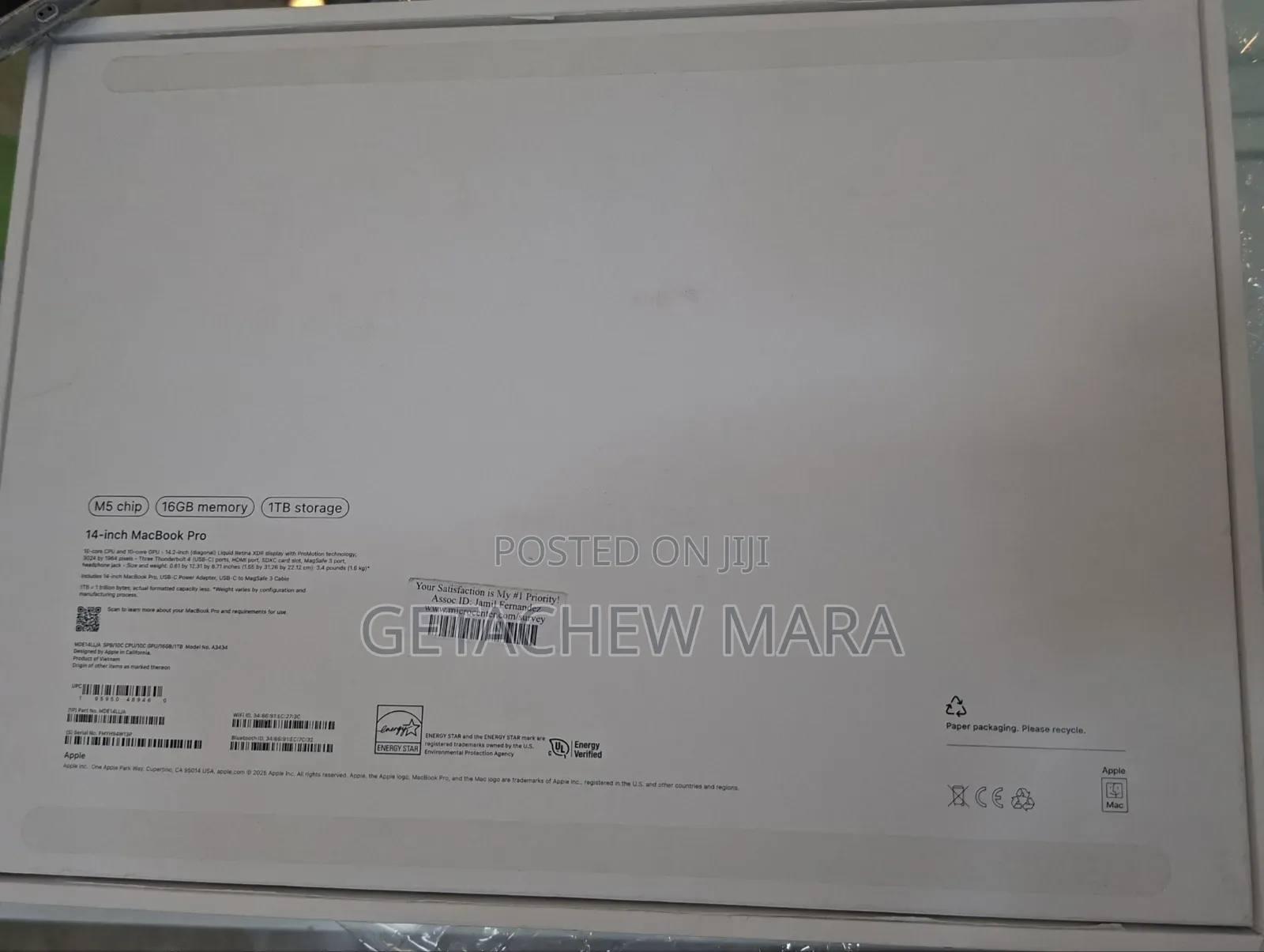 New Laptop Apple MacBook Pro 2025 M5 14-inch 16GB Apple M5 Pro SSD 1T