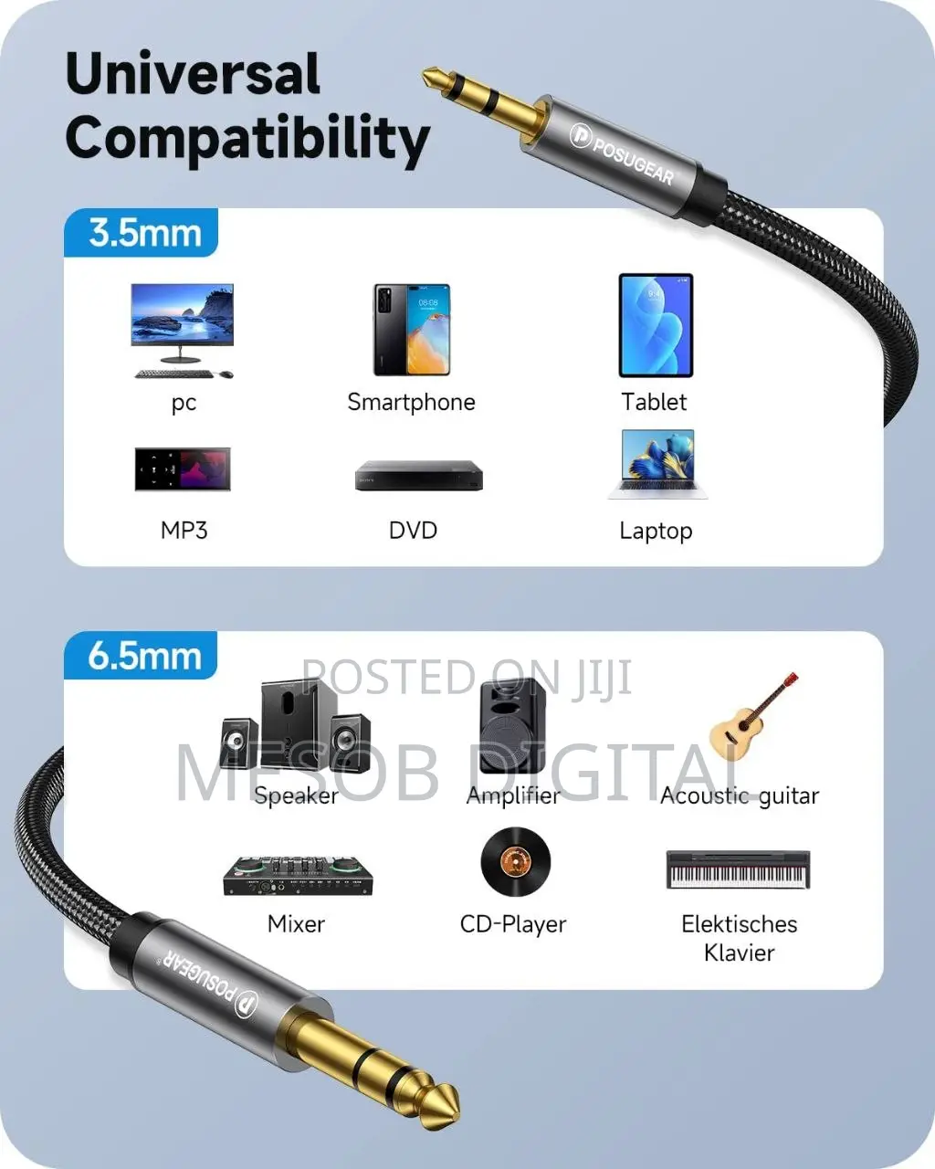 Banana Jak to Earphone Jak Mixer Cable Original 2 Meter Aux Cable