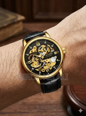 Tevise Men's Automatic Mechanical Skeleton Watch, Featured With Gold