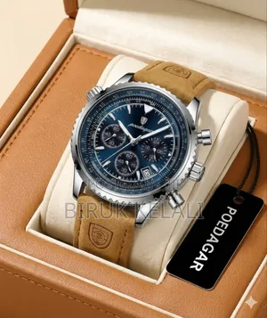 Poedagar 960 Pilot-Style Chronograph Watch Featuring a Blue Dial .