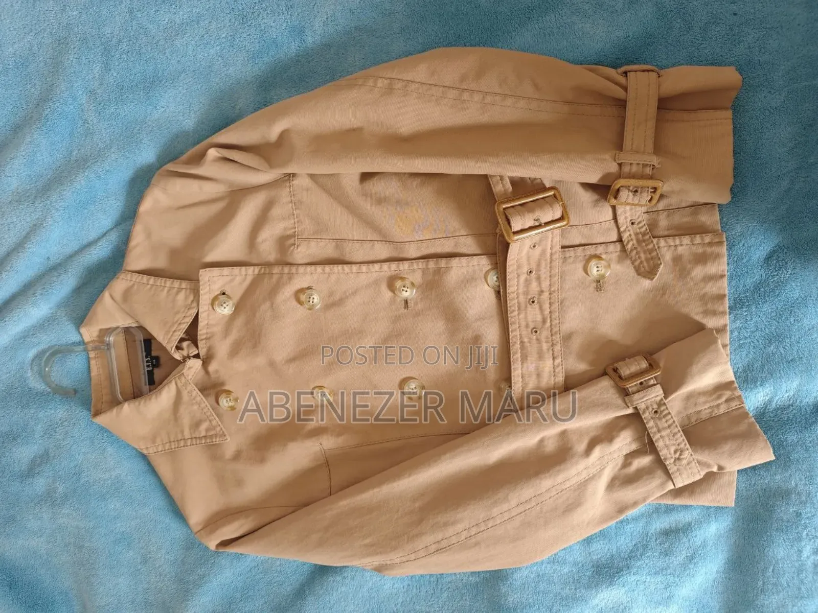 Marks Spencer Beige Short Double Breasted Belted Trench Jacket