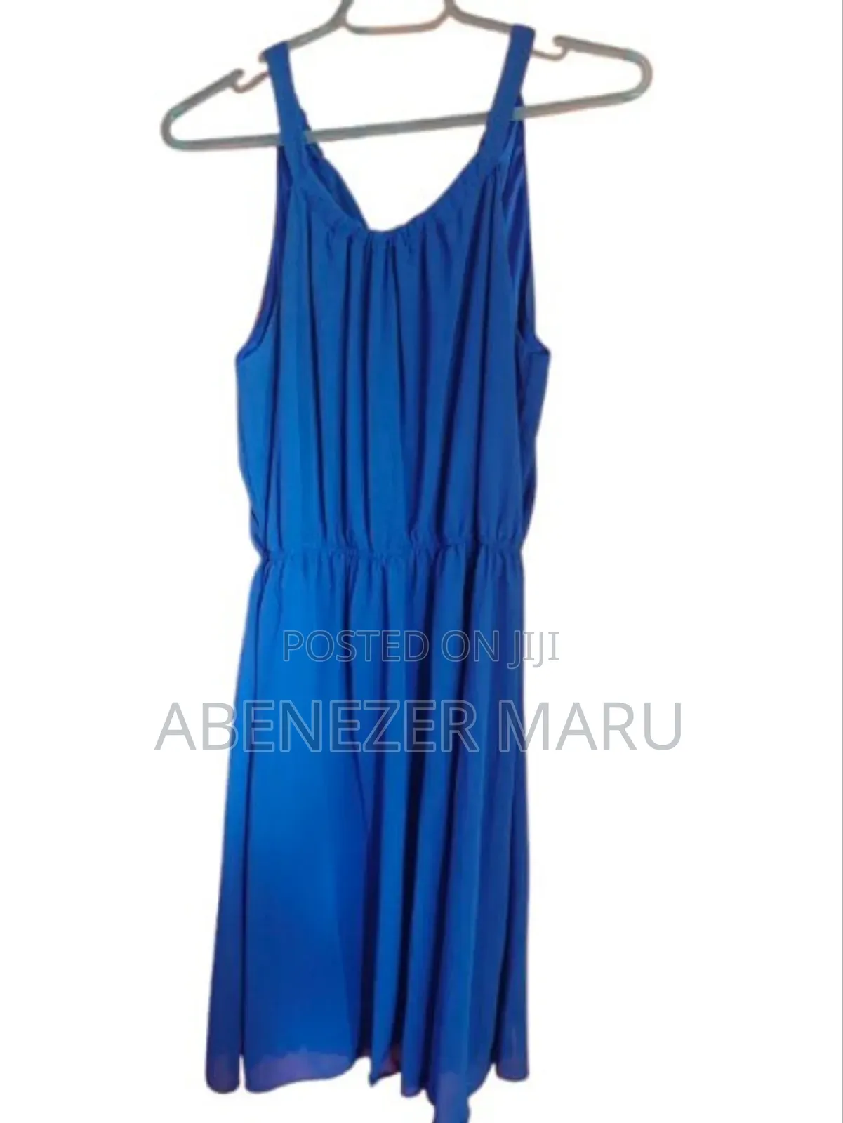 Royal Blue Sleeveless Flowy Mini Dress With Ruched Waist – Size M