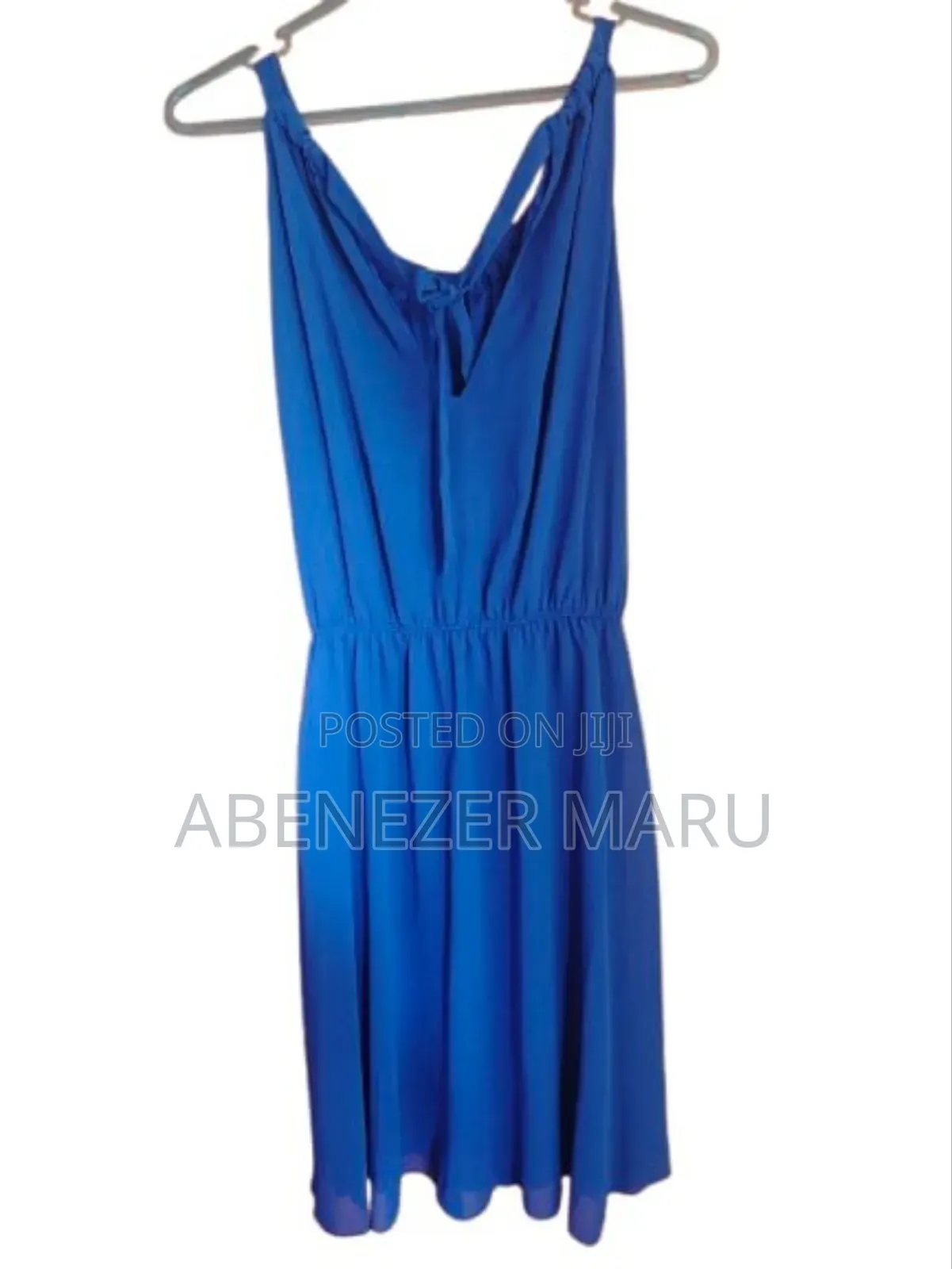 Royal Blue Sleeveless Flowy Mini Dress With Ruched Waist – Size M