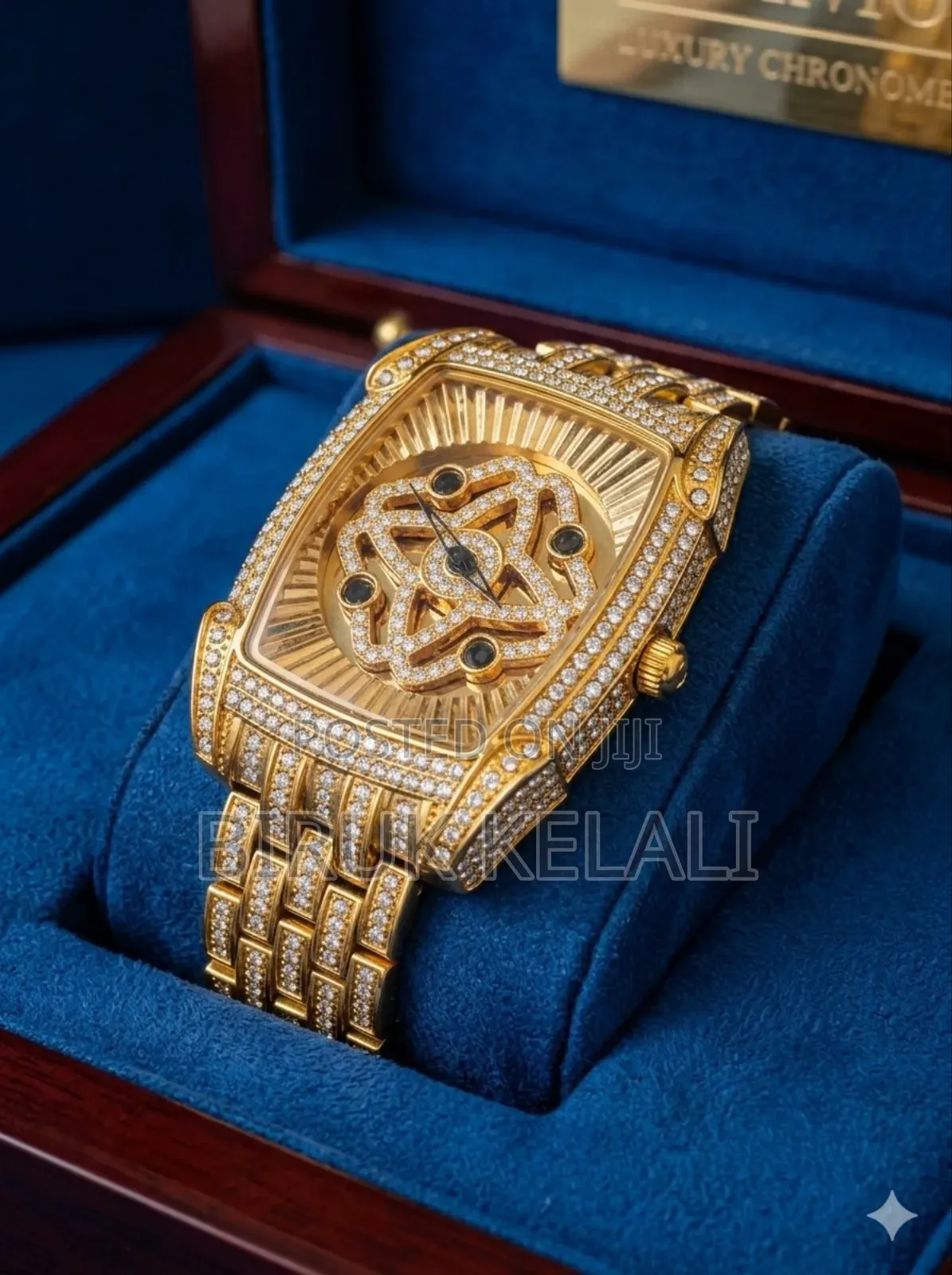 Golden Iced Out Men's Watch Available in Stock