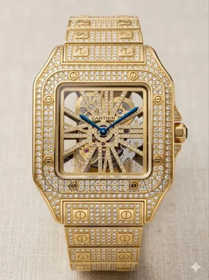 Cartier Men's Iced Out Chain Watch