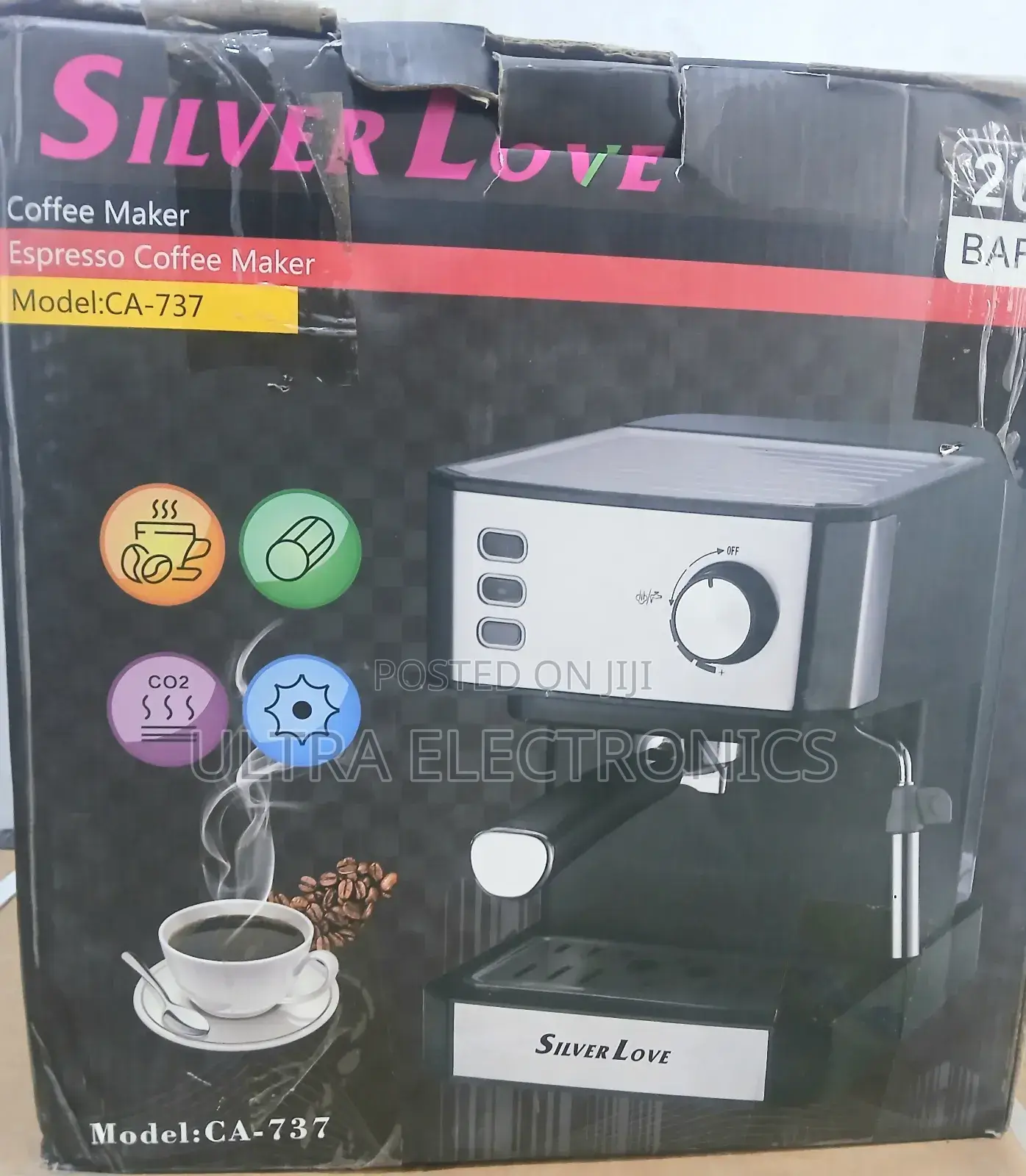 Silver Love Ca-737 Semi-Automatic Espresso Coffee Maker. 20 Bar
