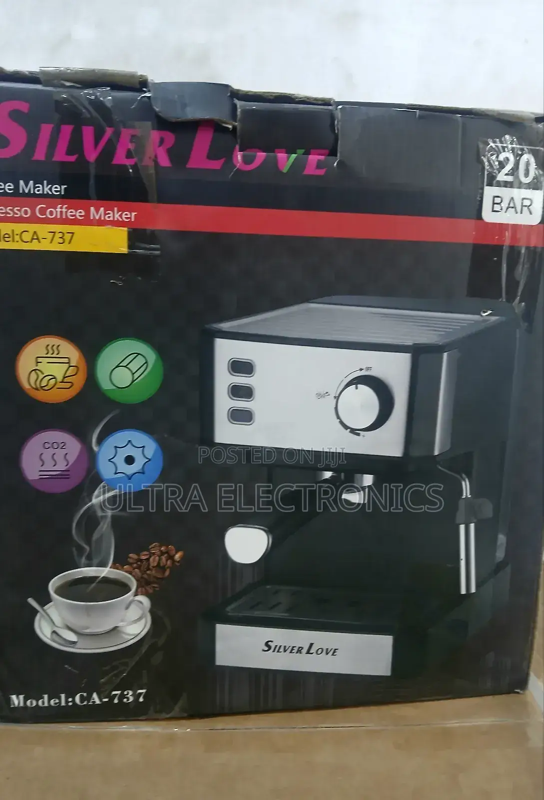 Silver Love Ca-737 Semi-Automatic Espresso Coffee Maker. 20 Bar