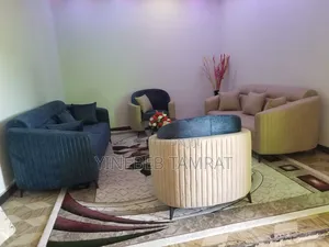 Luxury Modern Curved Velvet Sofa Set – (Blue Beige)