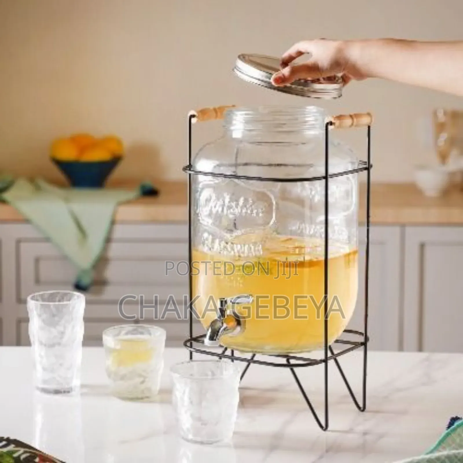 5l Glass Dispenser Jar With Stand – For Beverages, Gift Ready