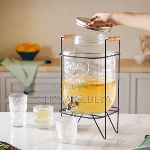 5l Glass Dispenser Jar With Stand – For Beverages, Gift Ready