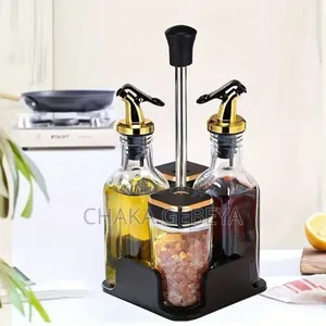 Glass Condiment Dispenser Set – For Salt, Pepper, Oil, Vinegar