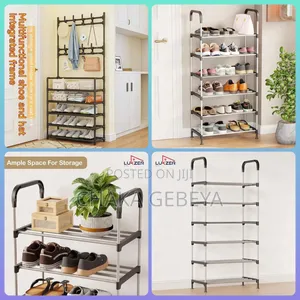 6-Layer Aluminium Shoe Rack – Compact Design, Easy Assembly,