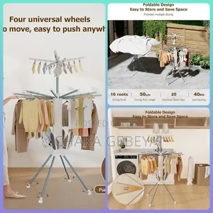 Octopus Folding Clothes Rack – Multi-Layer Drying Arms, Strong Metal,