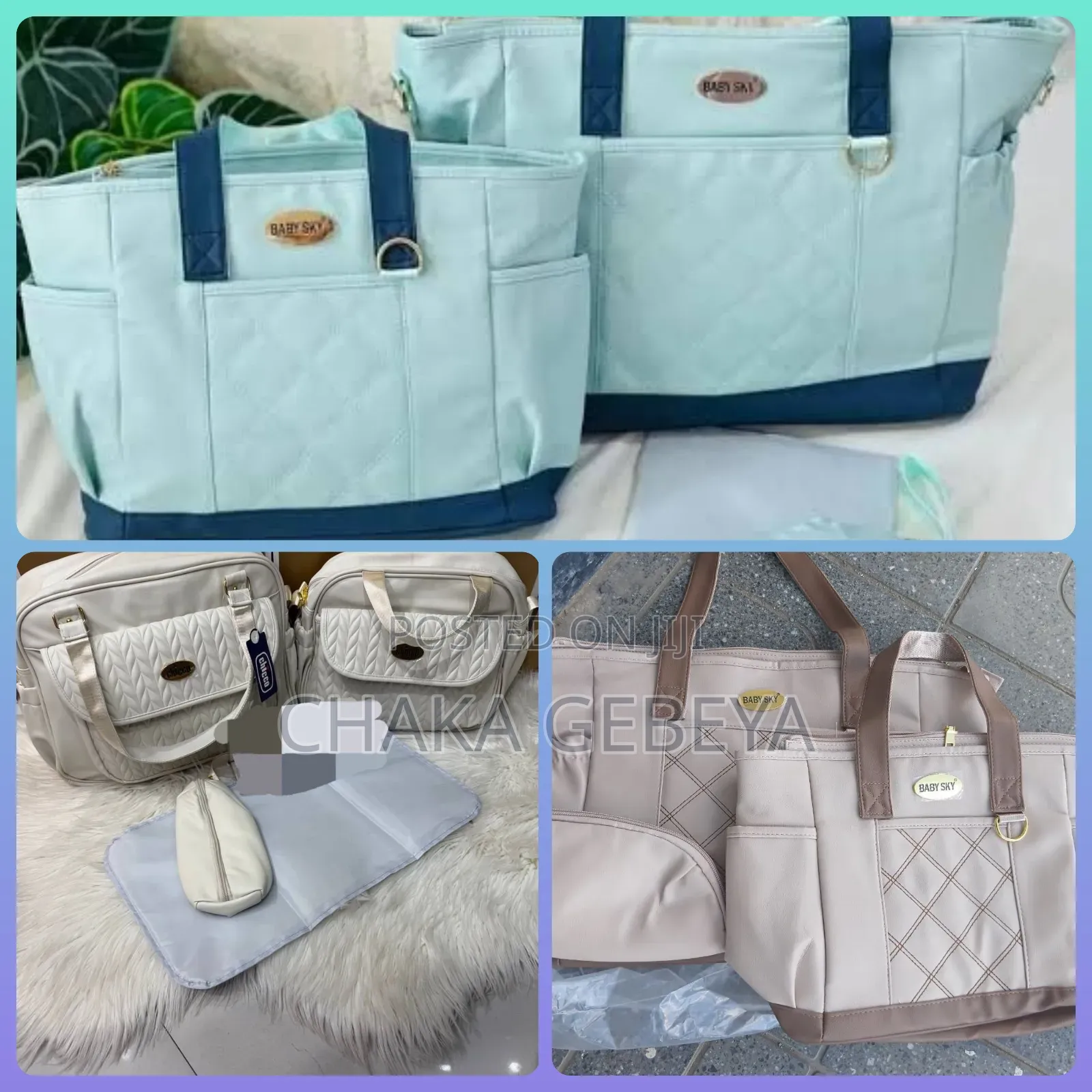 Baby Sky Luxury Diaper Bag With Changing Mat–Stylish, Water-Resistant,