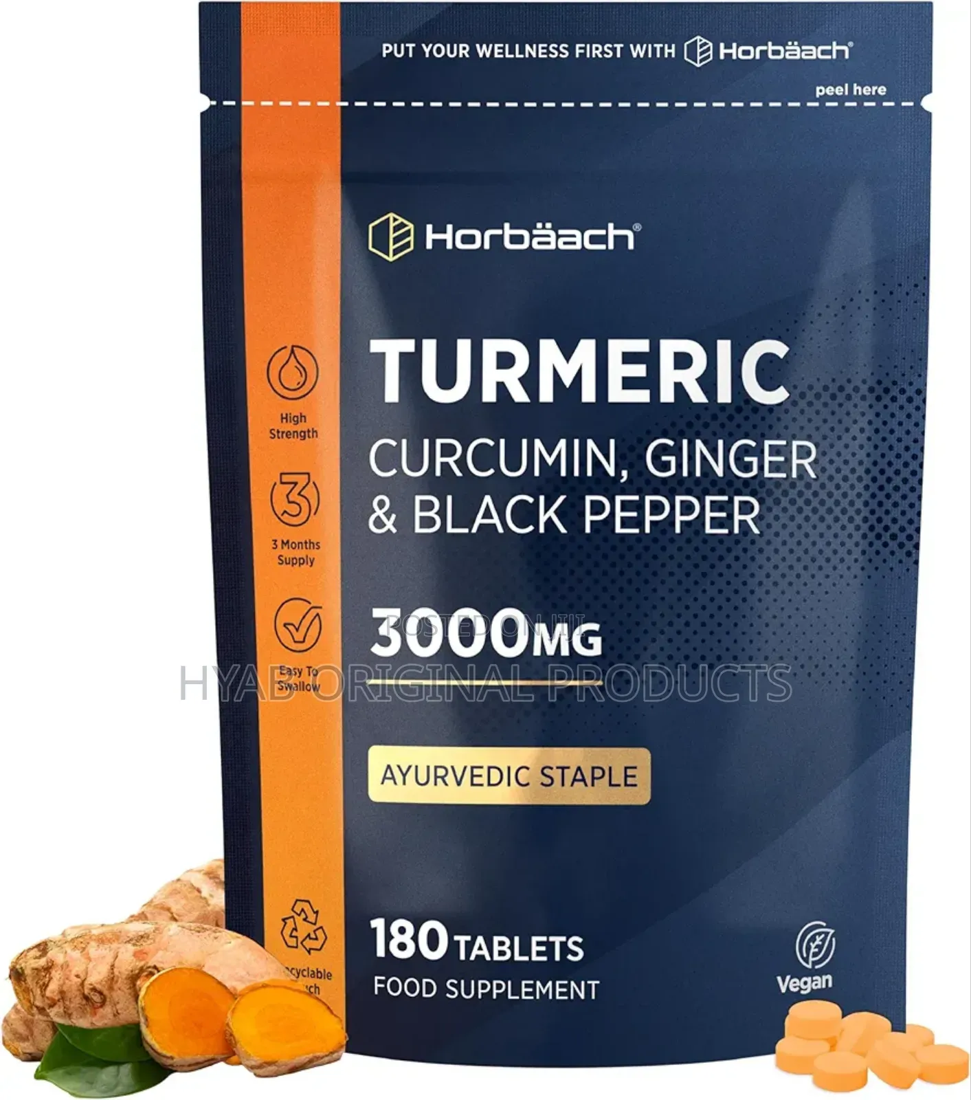 Turmeric Tablets 3000mg Wiz Black Pepper Ginger | 95% Curcuminoids |