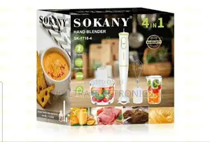 Sokany 4-in-1 Hand Blender (Model Sk-1718-4). Power: 300w Copper
