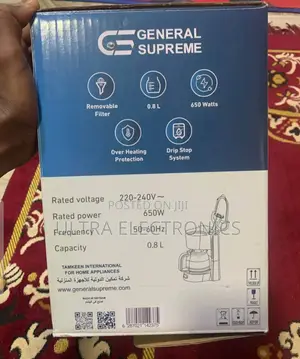 General Supreme Gsdc03 Coffee Maker.Capacity: 0.8 Litre Power: 650 W
