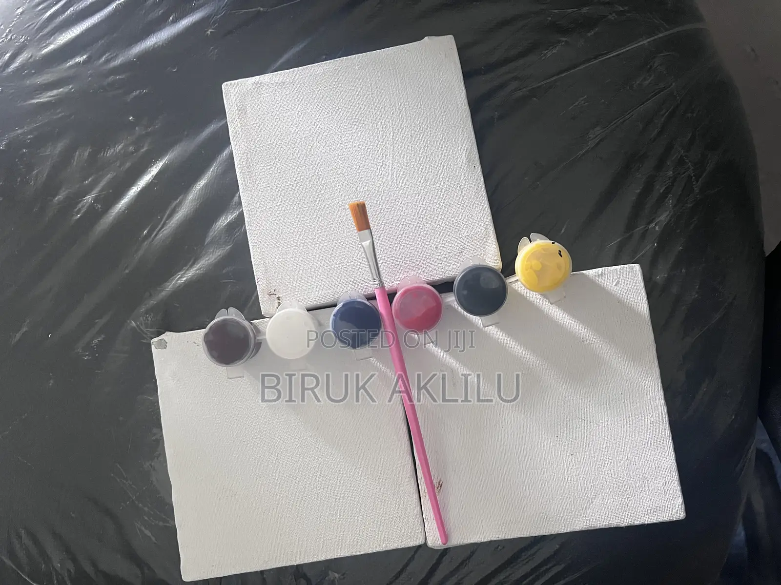 3 Mini Canvas 1 Brush 6color Paint