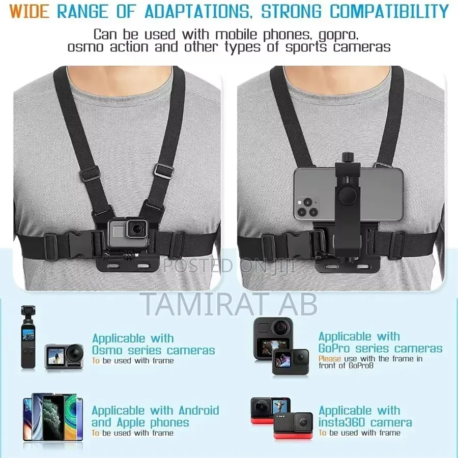 Universal Adjustable Chest Mount Harness for Smartphones Action Camera