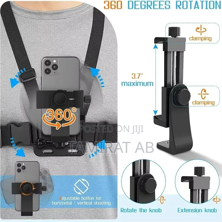 Universal Adjustable Chest Mount Harness for Smartphones Action Camera