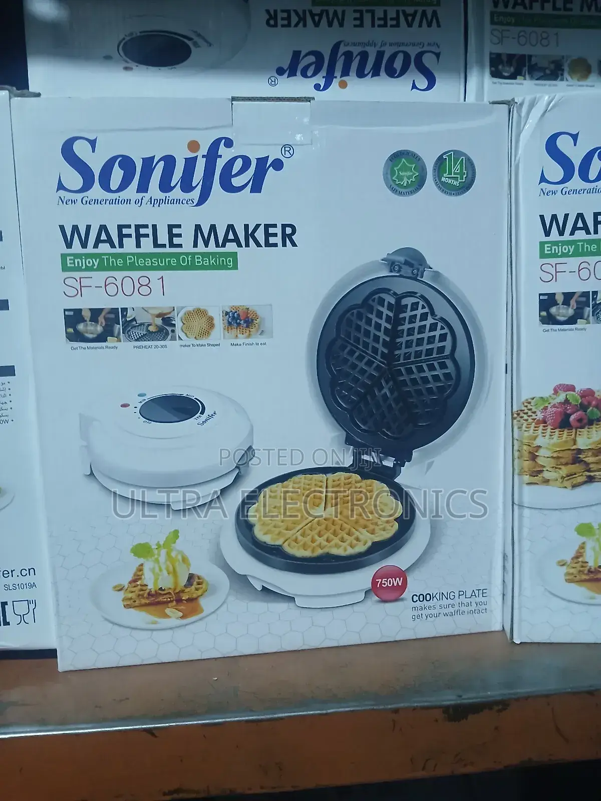 Sonifer Sf-6081 Waffle Maker. Power: 750w Features: Non-Stick