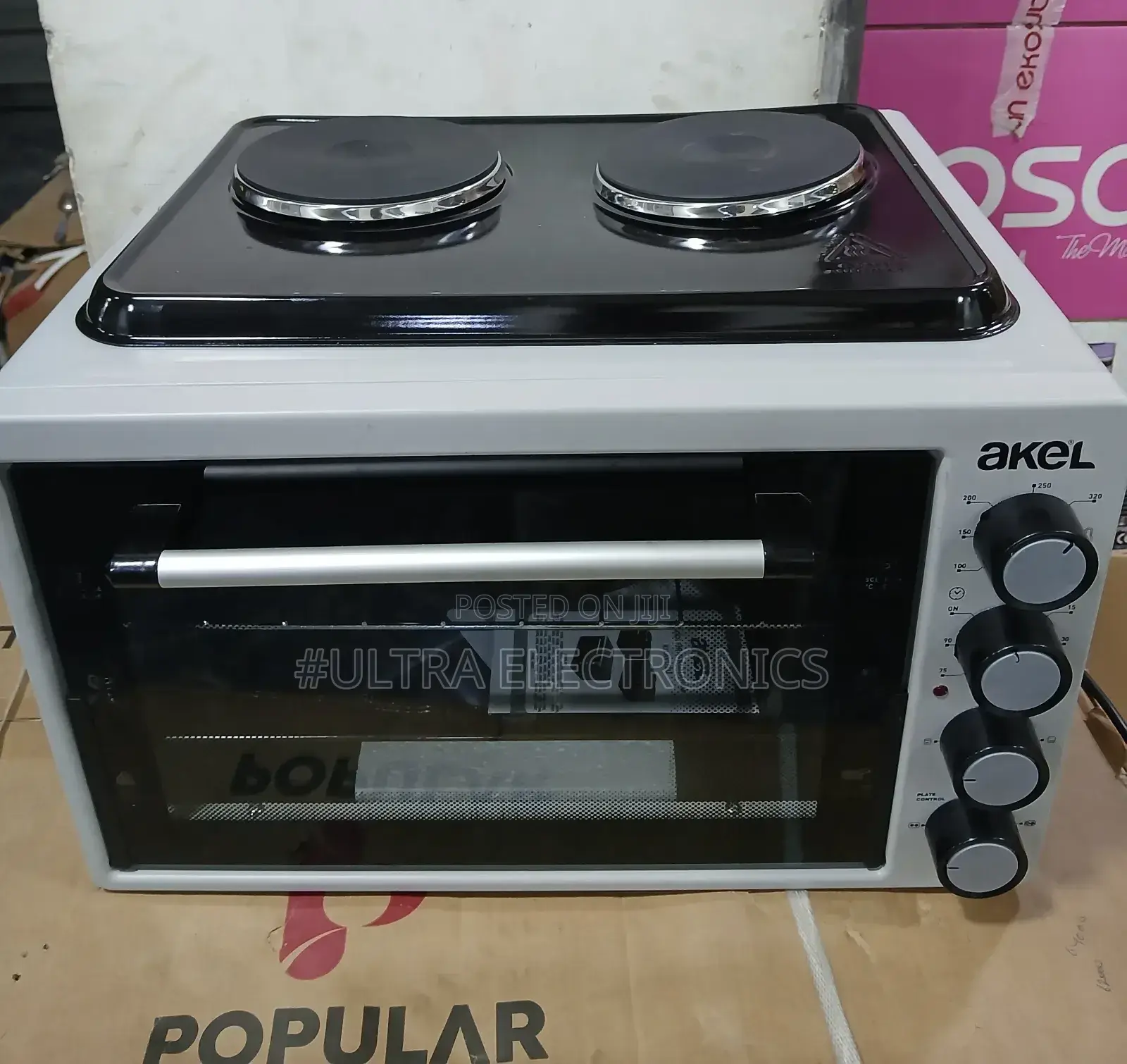Oven Akel Branded Mini Electric Featuring Two Integrated Hot Plates
