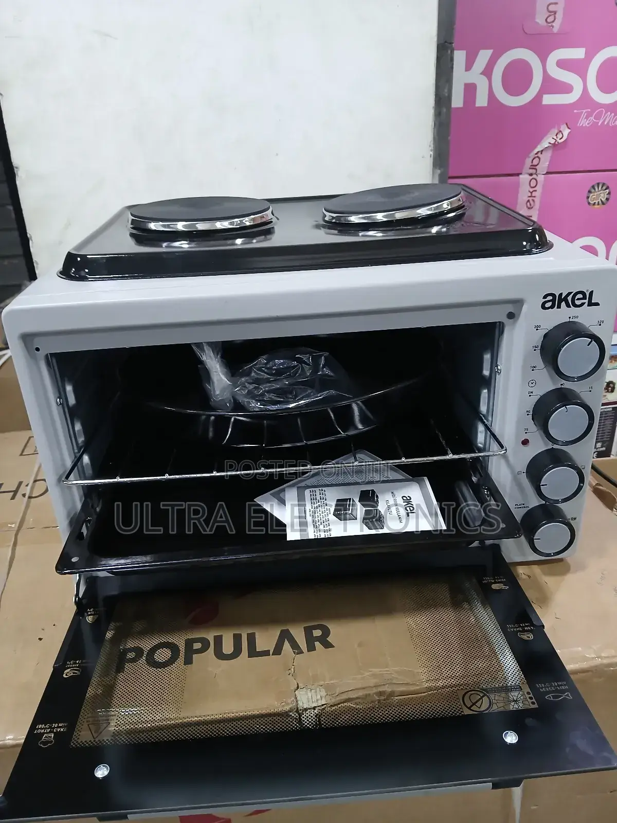 Oven Akel Branded Mini Electric Featuring Two Integrated Hot Plates