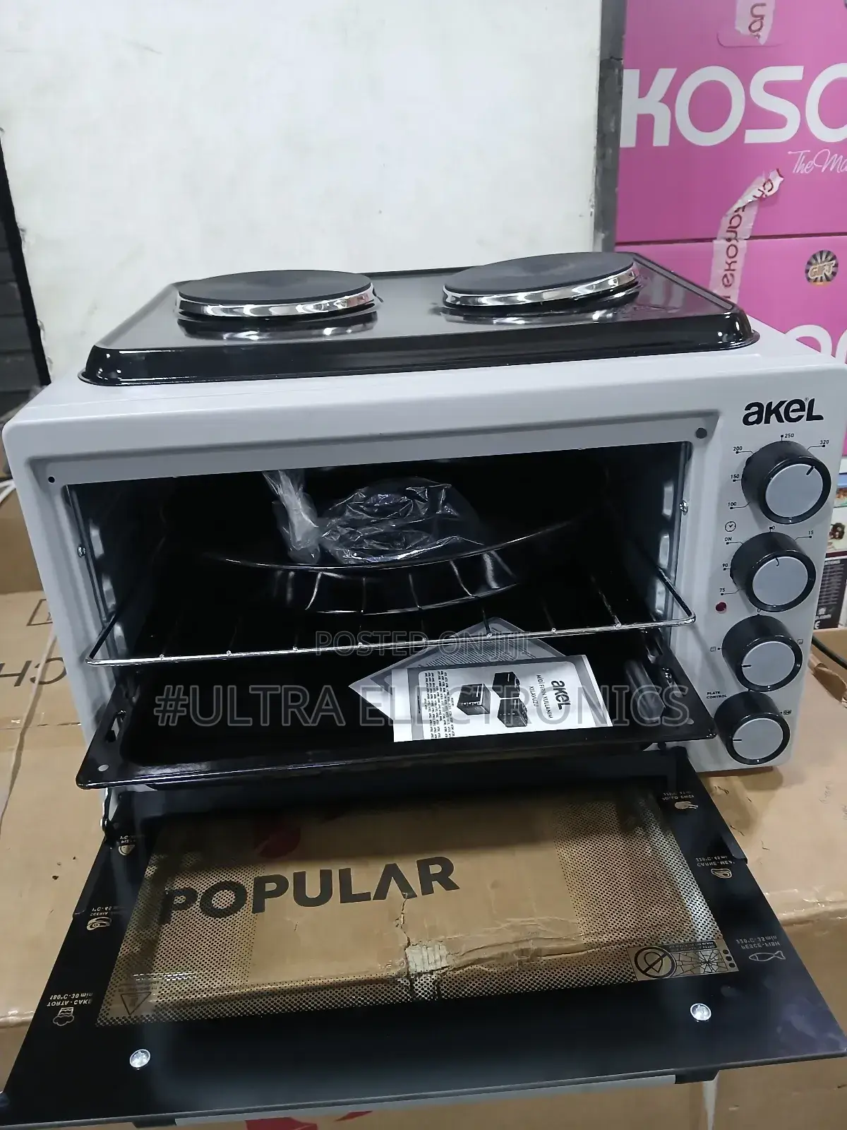 Oven Akel Branded Mini Electric Featuring Two Integrated Hot Plates