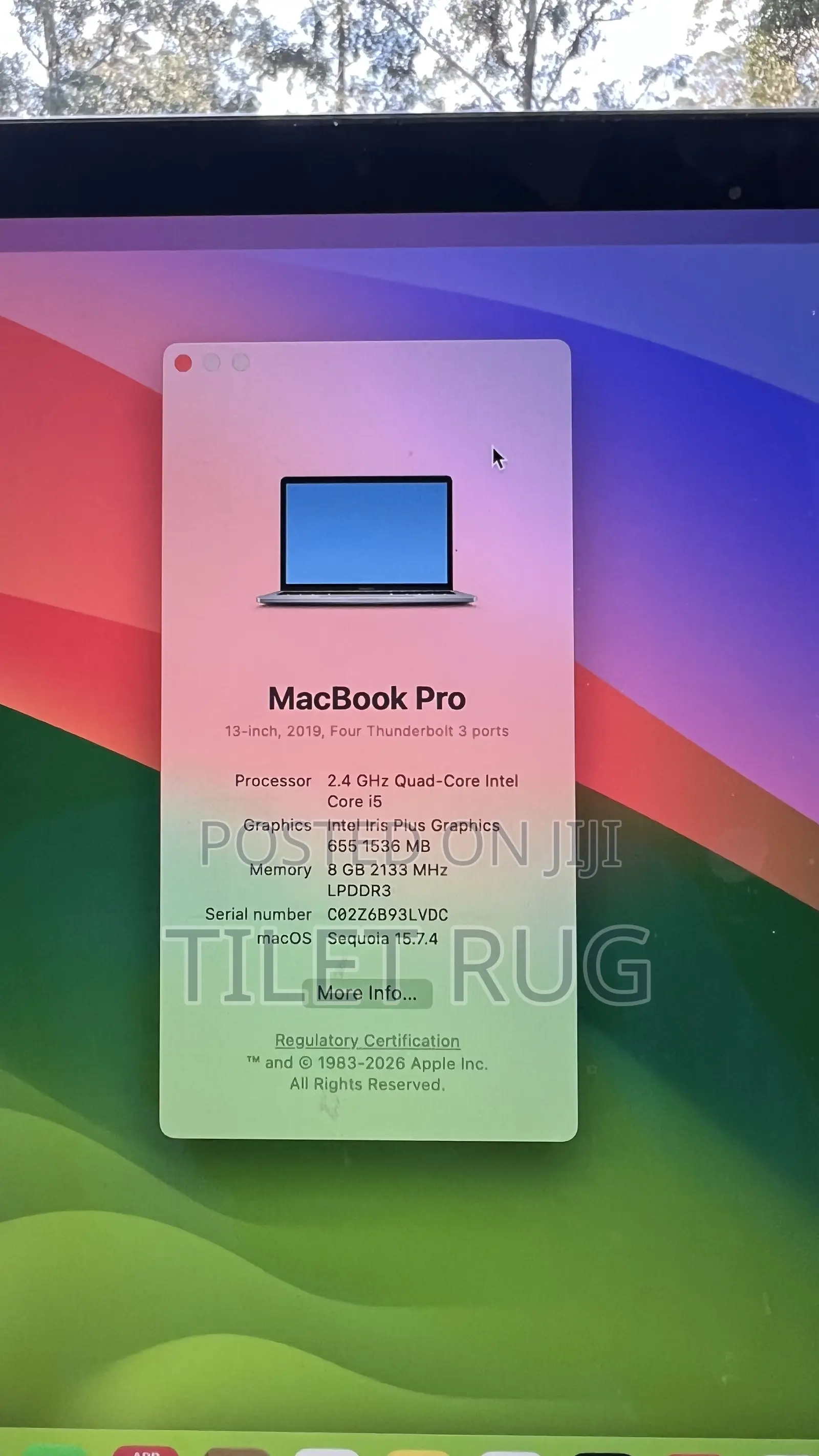 Laptop Apple MacBook Pro 2019 8GB Intel Core i5 SSD 256GB