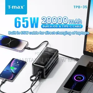 ላፕቶፕ ቻርጅ ማድረግ የሚችል 65 W 20000 Mah ቲ ማክስ T Max Power Bank