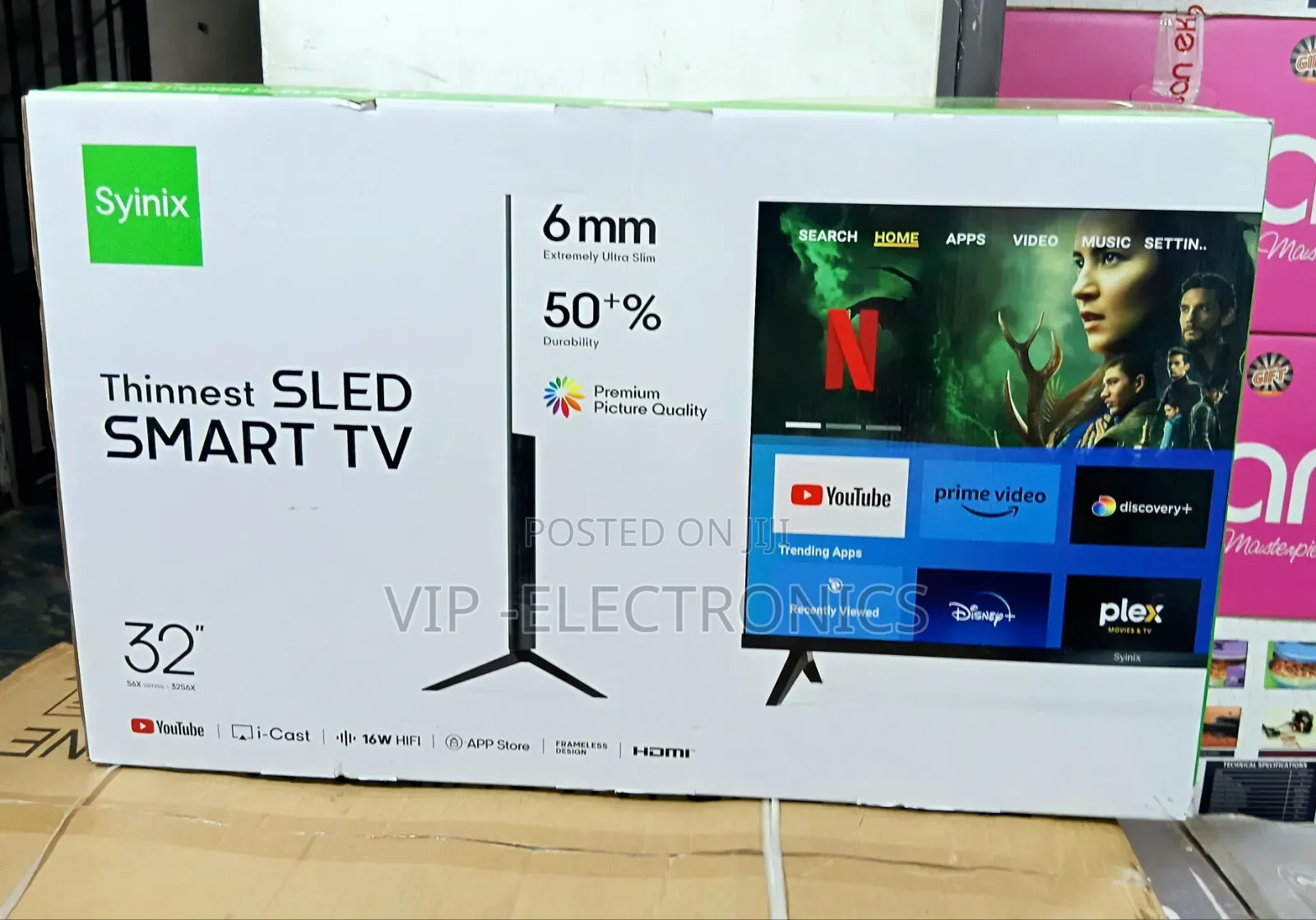 Syinix 32 Inch Tv Frameless Sled Smart Ultra-Slim Android Display